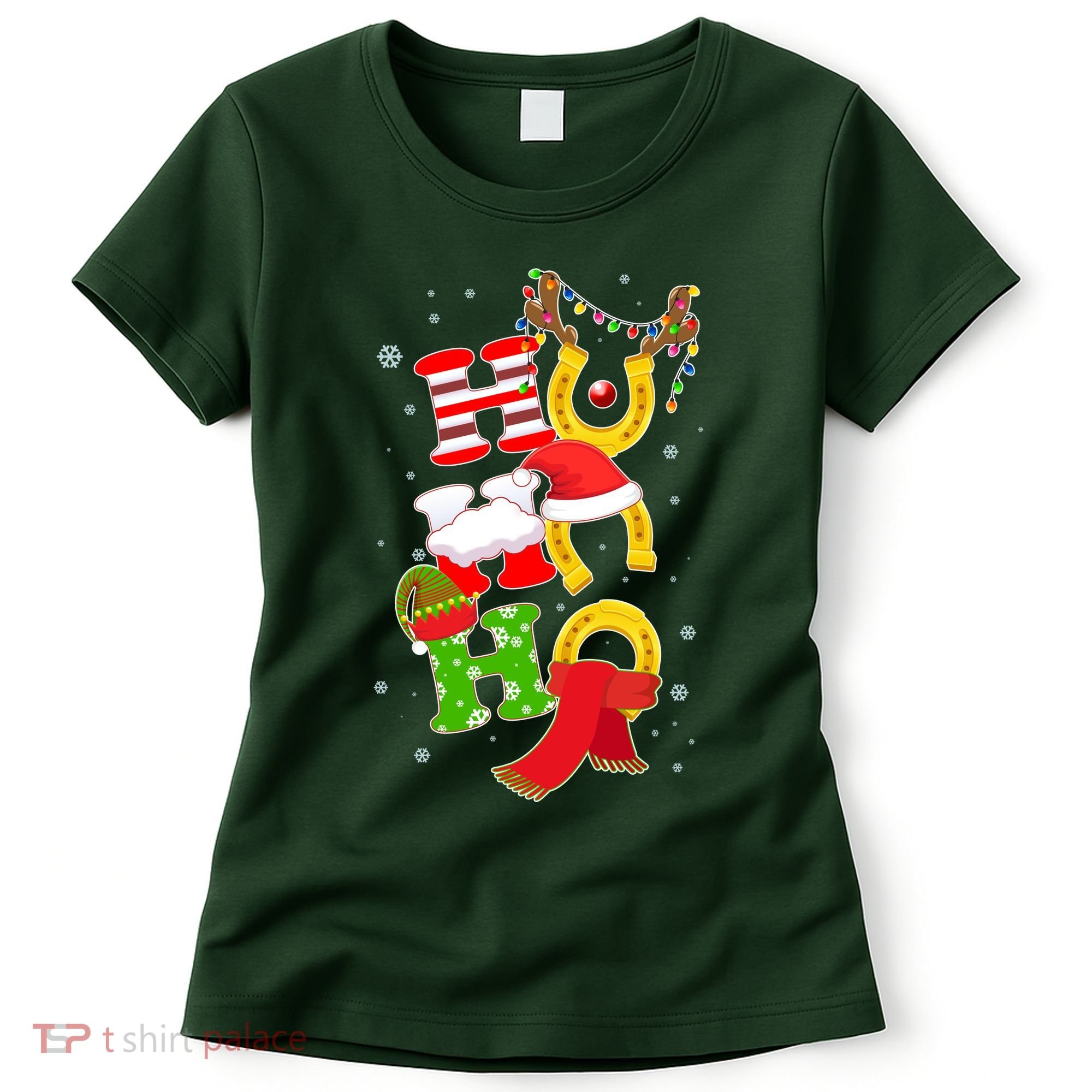 Christmas Ho Ho Ho Reindeer Horseshoes Women's T-Shirt