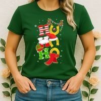 Christmas Ho Ho Ho Reindeer Horseshoes Women's T-Shirt thumb 2