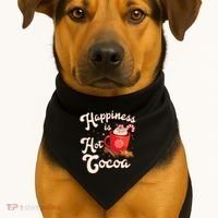 Cute Holiday Happiness Is Hot Cocoa Hot Chocolate USA-Made Doggie Bandana thumb 1