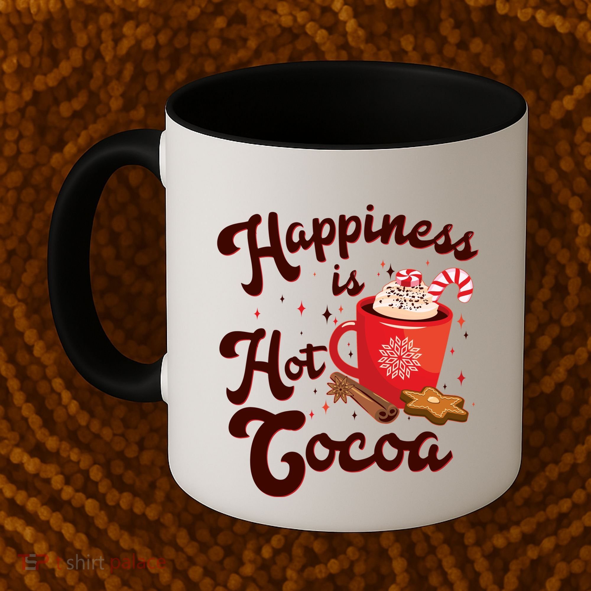 Cute Holiday Happiness Is Hot Cocoa Hot Chocolate Coffee Mug