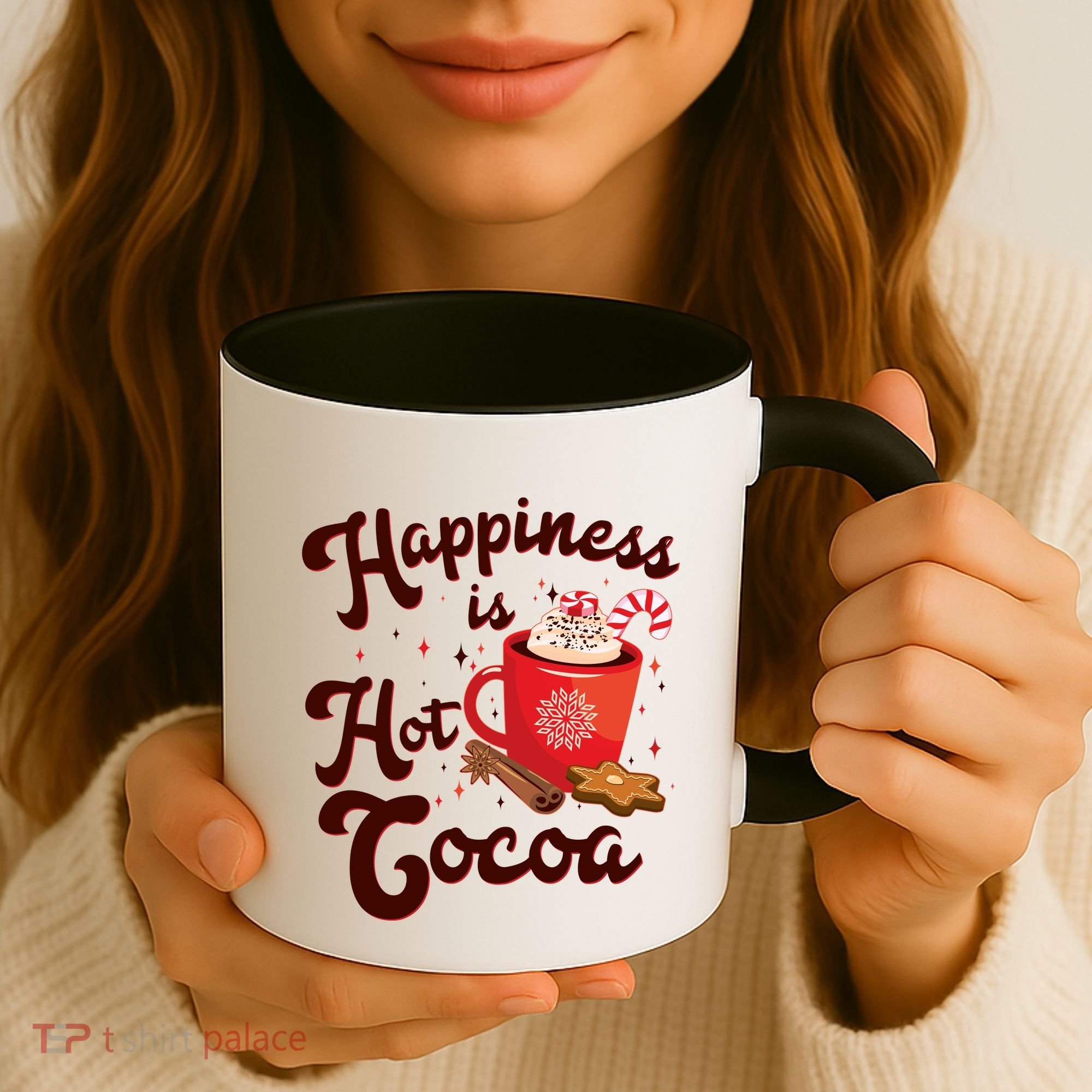 Cute Holiday Happiness Is Hot Cocoa Hot Chocolate Coffee Mug