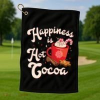 Cute Holiday Happiness Is Hot Cocoa Hot Chocolate Golf Towel thumb 1