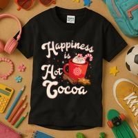 Cute Holiday Happiness Is Hot Cocoa Hot Chocolate Kids T-Shirt thumb 3