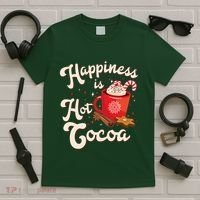 Cute Holiday Happiness Is Hot Cocoa Hot Chocolate T-Shirt thumb 5