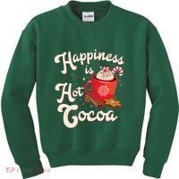 Cute Holiday Happiness Is Hot Cocoa Hot Chocolate Kids Sweatshirt thumb 0