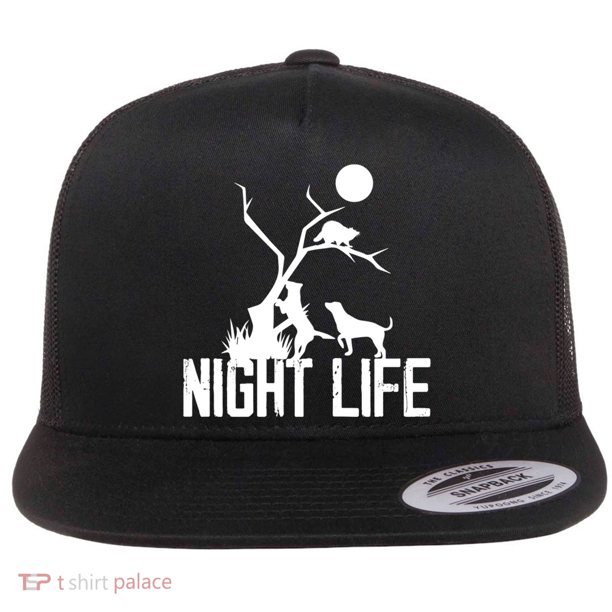 Coon Hound Hunting Night Life Hunting Dog Coon Hunting Gift Flat Bill Trucker Hat