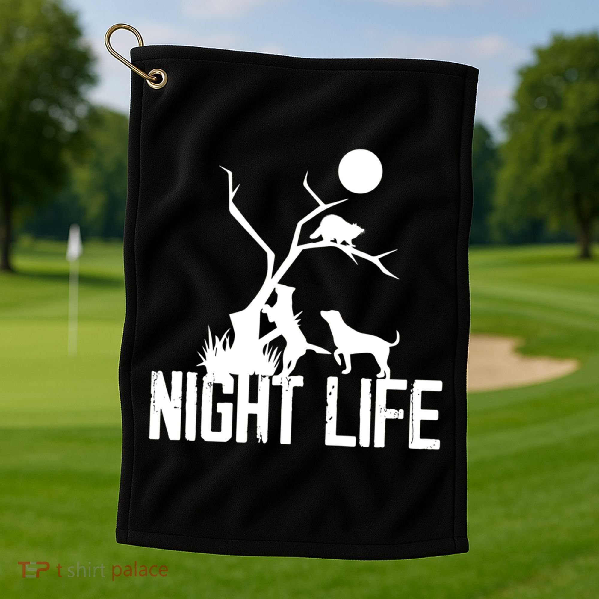 Coon Hound Hunting Night Life Hunting Dog Coon Hunting Gift Golf Towel