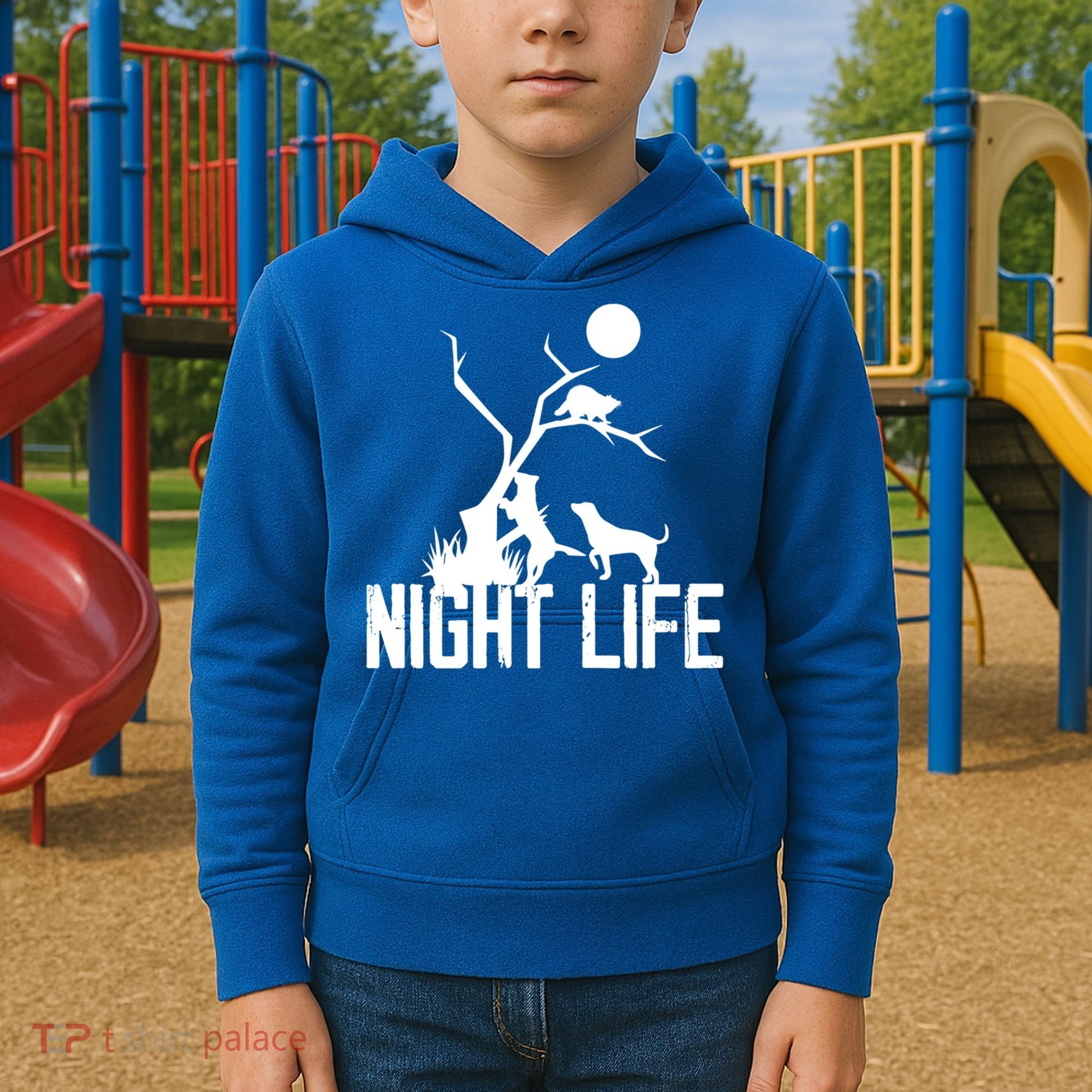 Coon Hound Hunting Night Life Hunting Dog Coon Hunting Gift Kids Hoodie