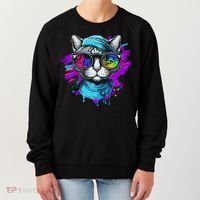 Cool Hipster Hip Cat With Shades Scarf And Hat Women's Sweatshirt thumb 0