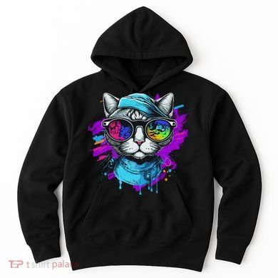 Cool Hipster Hip Cat With Shades Scarf And Hat Hoodie