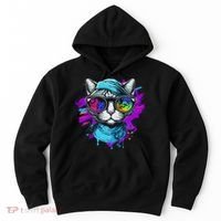 Cool Hipster Hip Cat With Shades Scarf And Hat Hoodie thumb 0