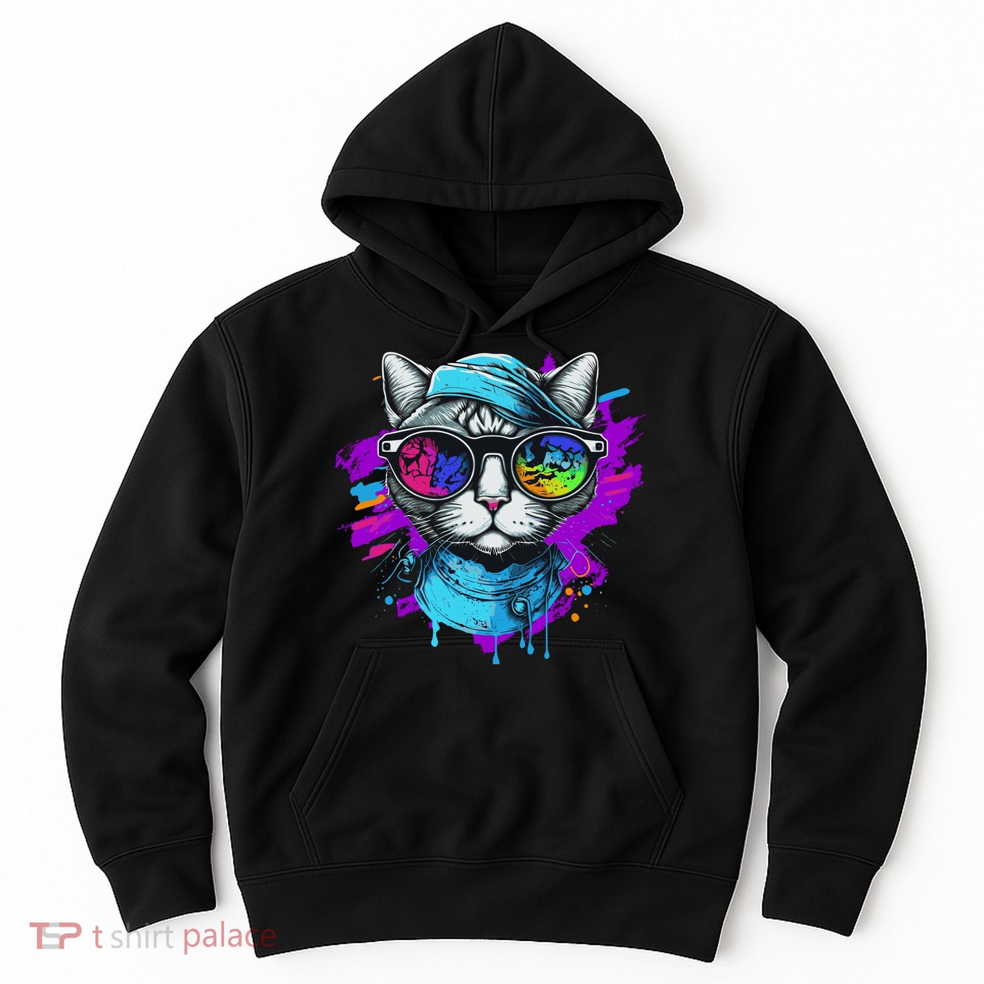 Cool Hipster Hip Cat With Shades Scarf And Hat Hoodie