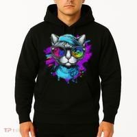 Cool Hipster Hip Cat With Shades Scarf And Hat Hoodie thumb 2