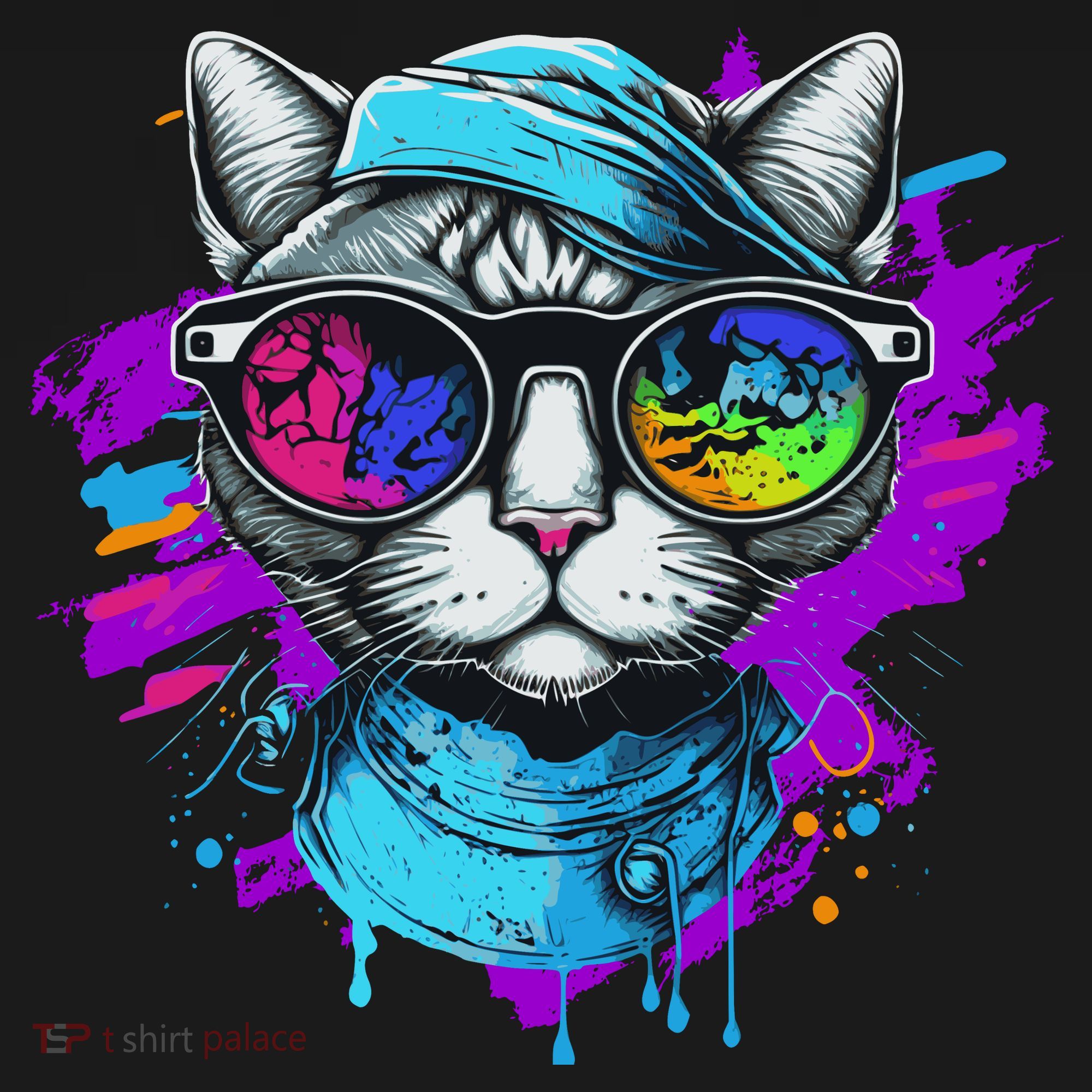 Cool Hipster Hip Cat With Shades Scarf And Hat Hoodie