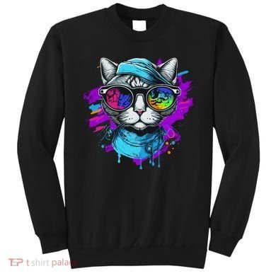 Cool Hipster Hip Cat With Shades Scarf And Hat Sweatshirt