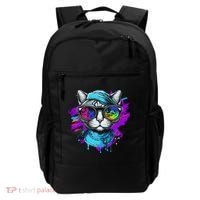 Cool Hipster Hip Cat With Shades Scarf And Hat Backpack thumb 0