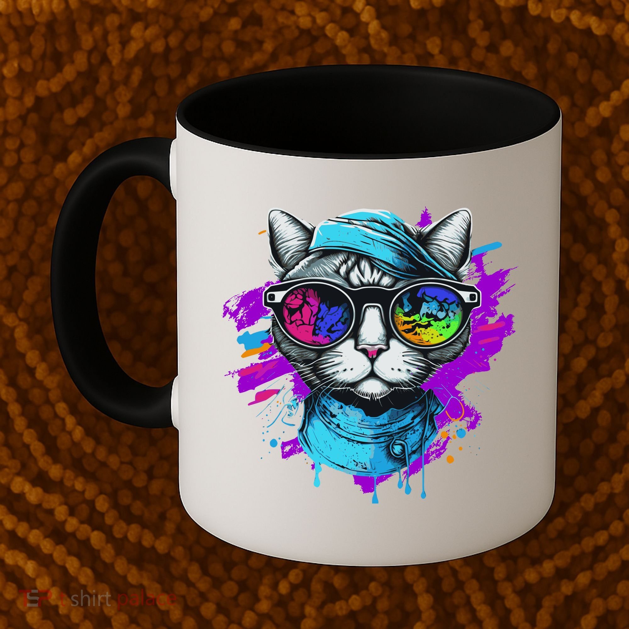 Cool Hipster Hip Cat With Shades Scarf And Hat Coffee Mug