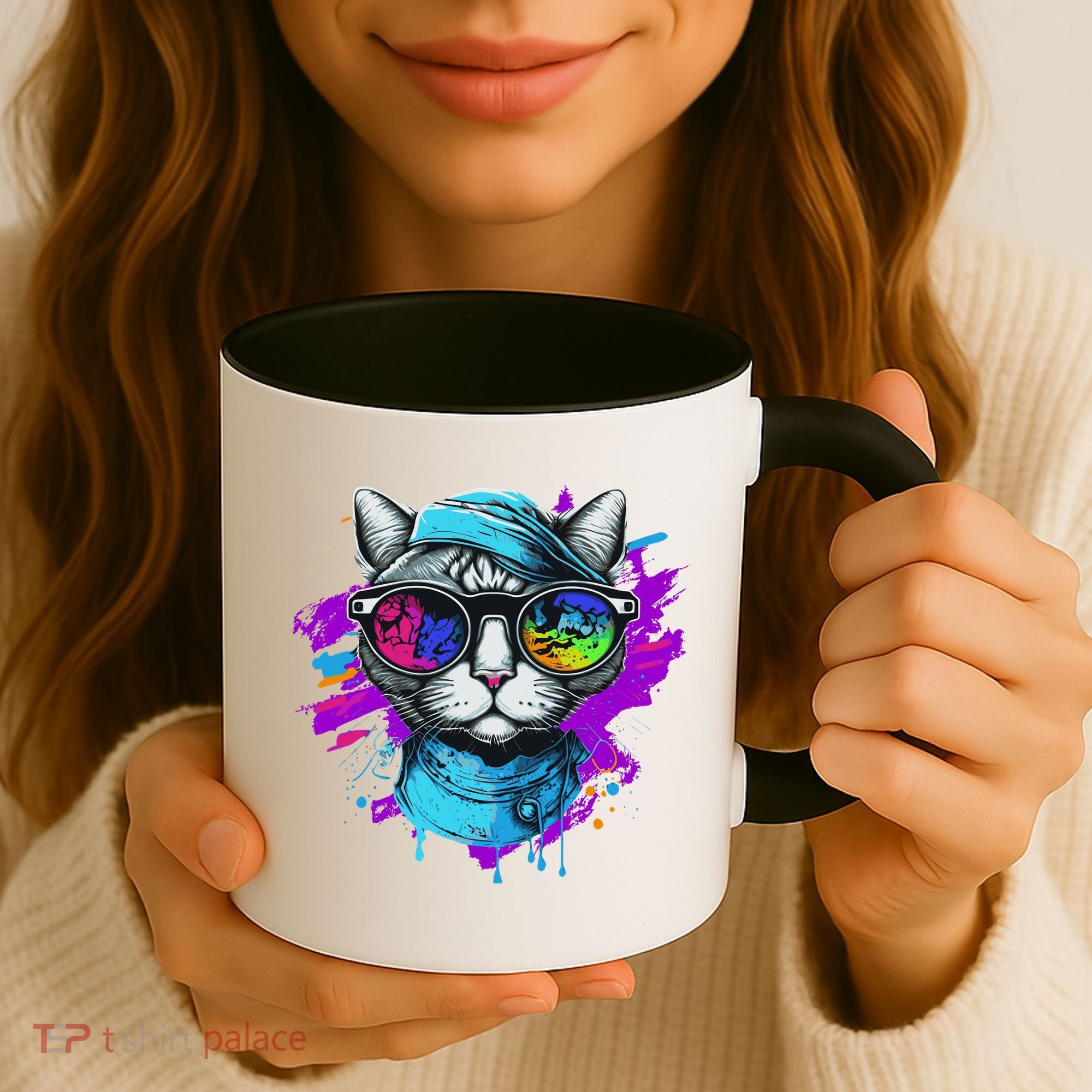 Cool Hipster Hip Cat With Shades Scarf And Hat Coffee Mug