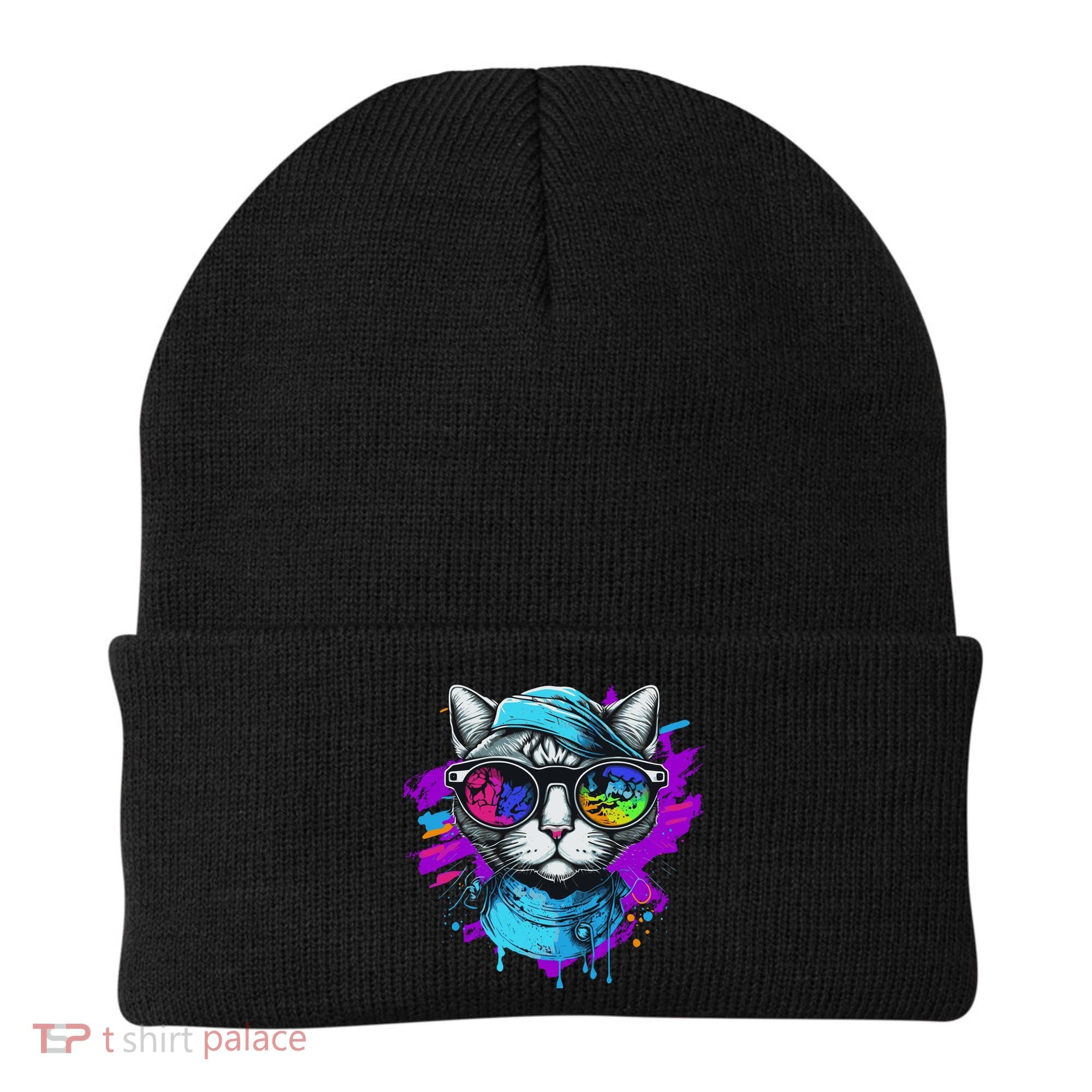 Cool Hipster Hip Cat With Shades Scarf And Hat Beanie