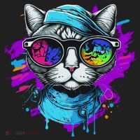 Cool Hipster Hip Cat With Shades Scarf And Hat Beanie thumb 2