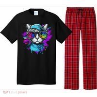Cool Hipster Hip Cat With Shades Scarf And Hat Pajama Set thumb 0