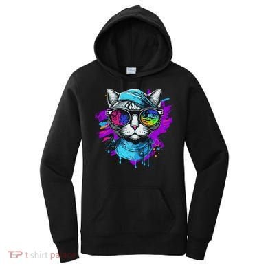 Cool Hipster Hip Cat With Shades Scarf And Hat Women's Hoodie