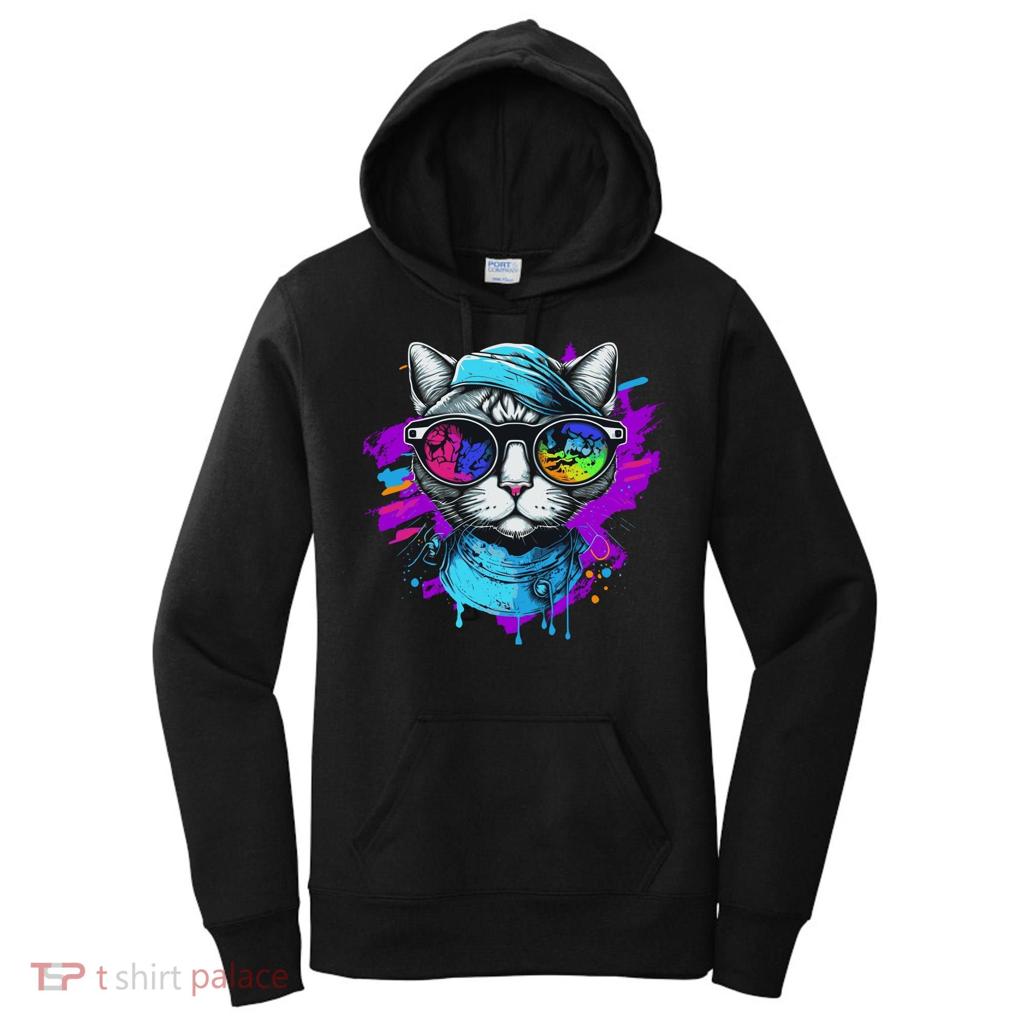 Cool Hipster Hip Cat With Shades Scarf And Hat Women's Hoodie