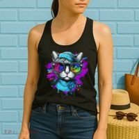 Cool Hipster Hip Cat With Shades Scarf And Hat Women's Tank Top thumb 2