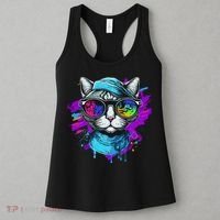 Cool Hipster Hip Cat With Shades Scarf And Hat Women's Tank Top thumb 3