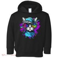 Cool Hipster Hip Cat With Shades Scarf And Hat Toddler Hoodie thumb 0
