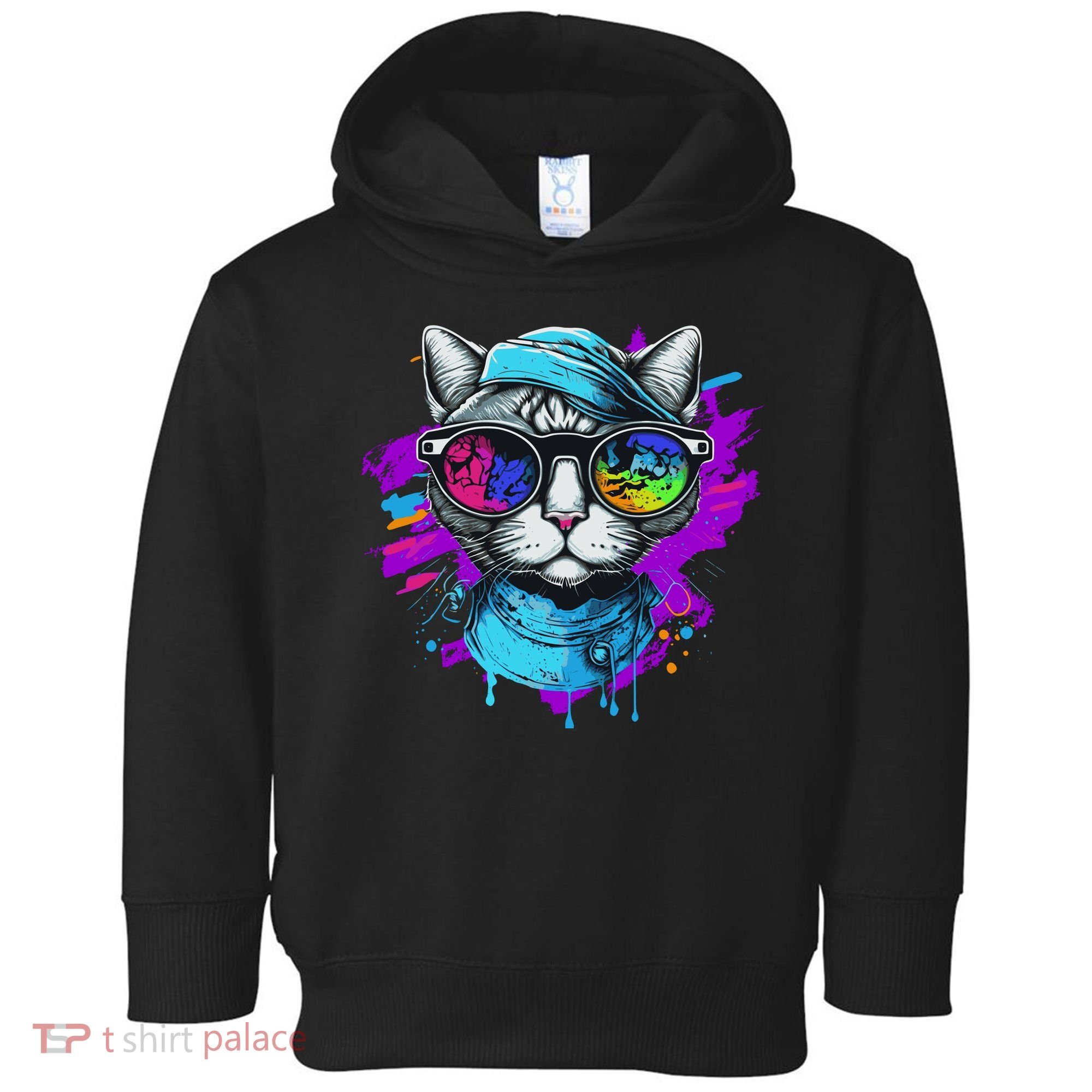 Cool Hipster Hip Cat With Shades Scarf And Hat Toddler Hoodie