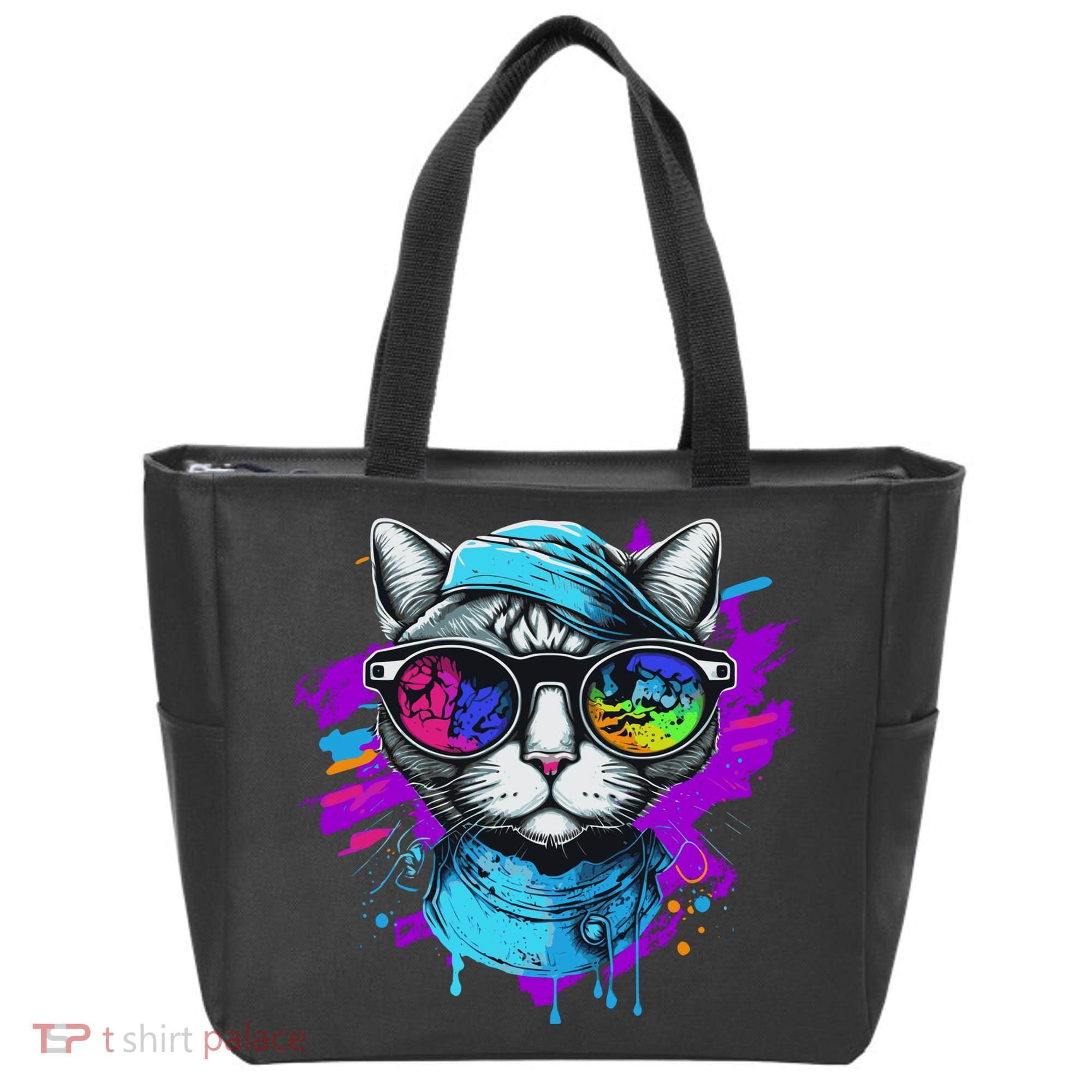 Cool Hipster Hip Cat With Shades Scarf And Hat Tote Bag