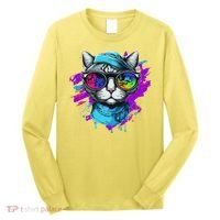 Cool Hipster Hip Cat With Shades Scarf And Hat Long Sleeve Shirt thumb 0