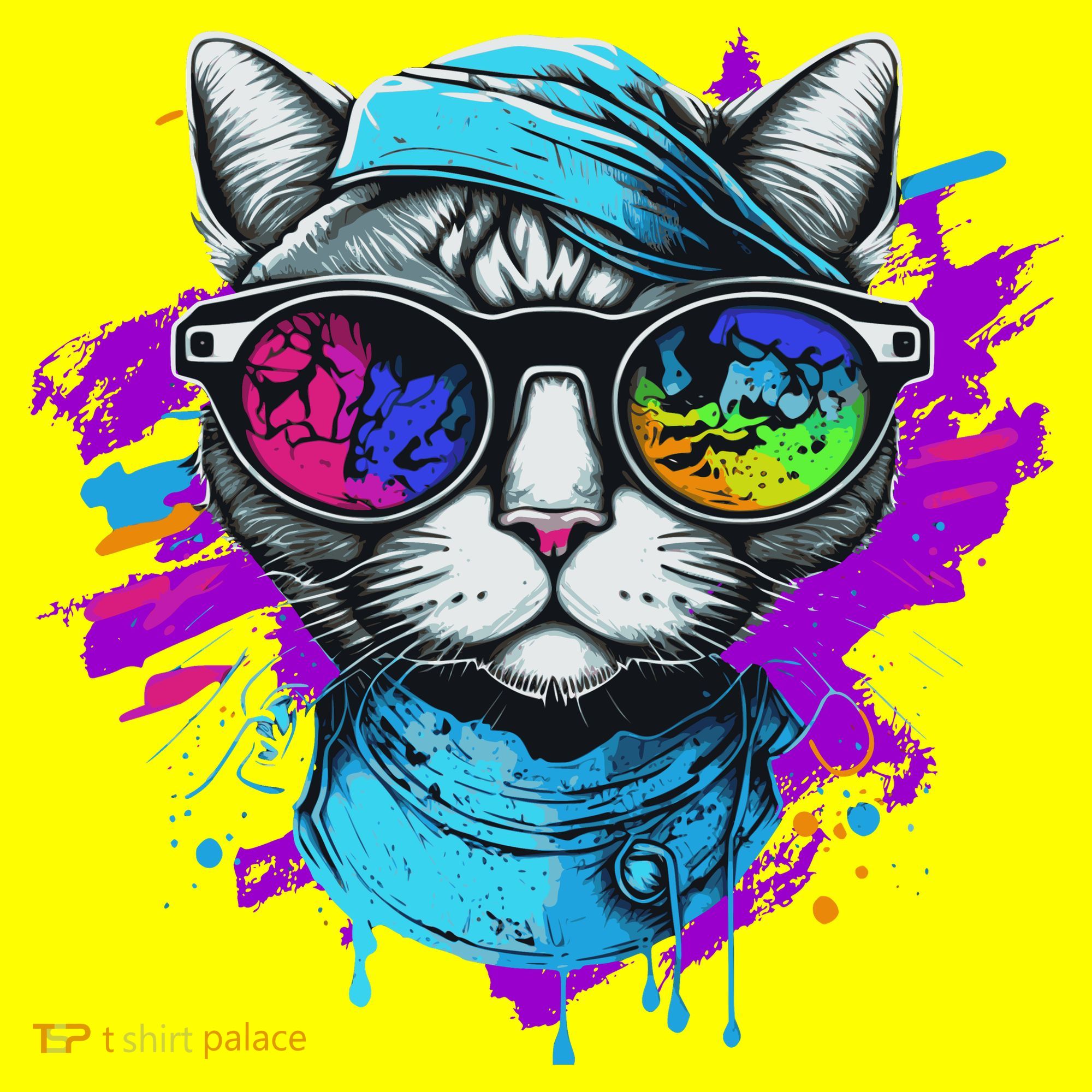 Cool Hipster Hip Cat With Shades Scarf And Hat Long Sleeve Shirt