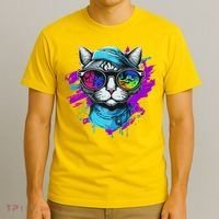 Cool Hipster Hip Cat With Shades Scarf And Hat T-Shirt thumb 3
