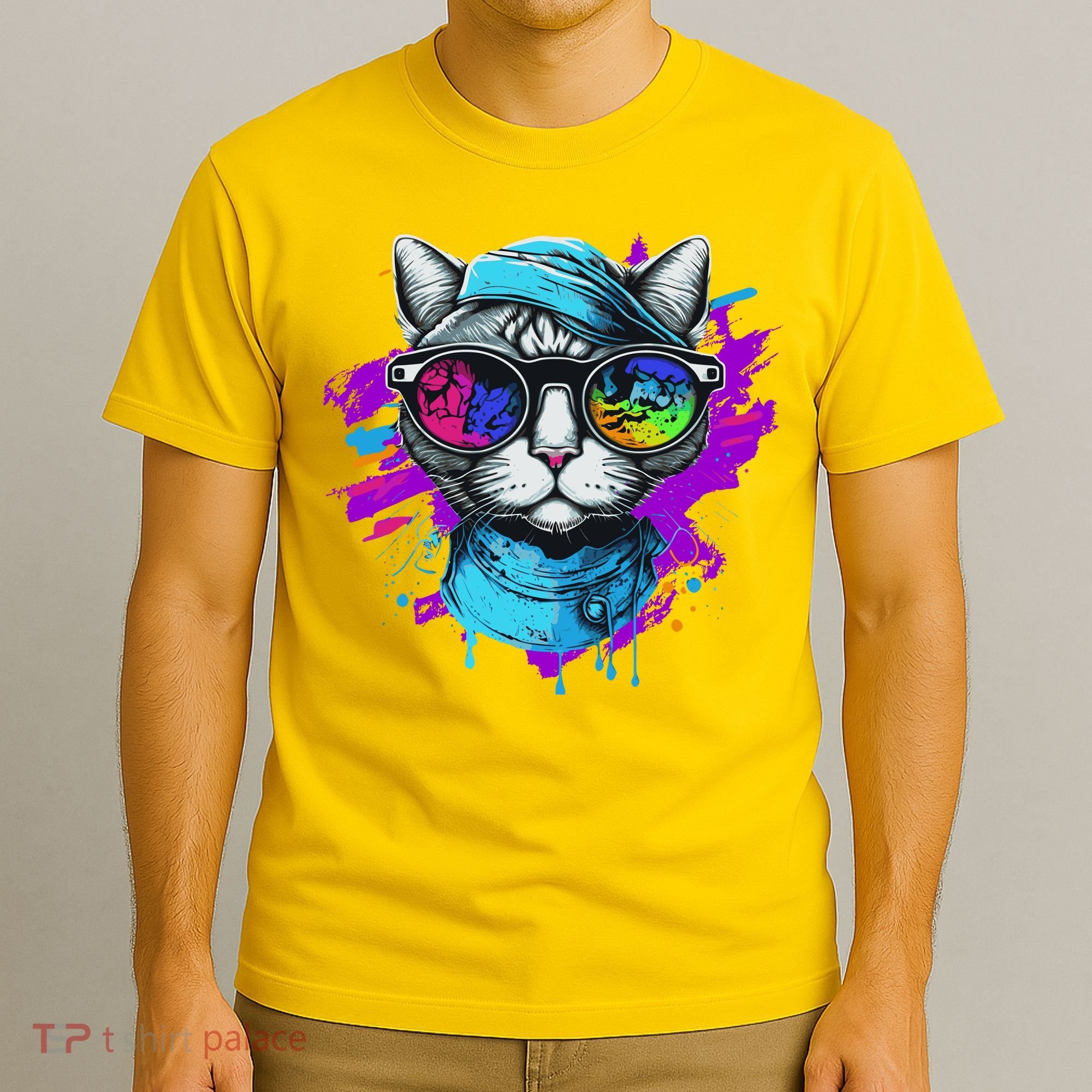 Cool Hipster Hip Cat With Shades Scarf And Hat T-Shirt