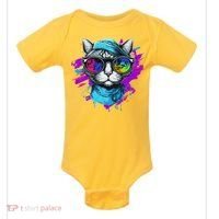 Cool Hipster Hip Cat With Shades Scarf And Hat Baby Bodysuit thumb 0