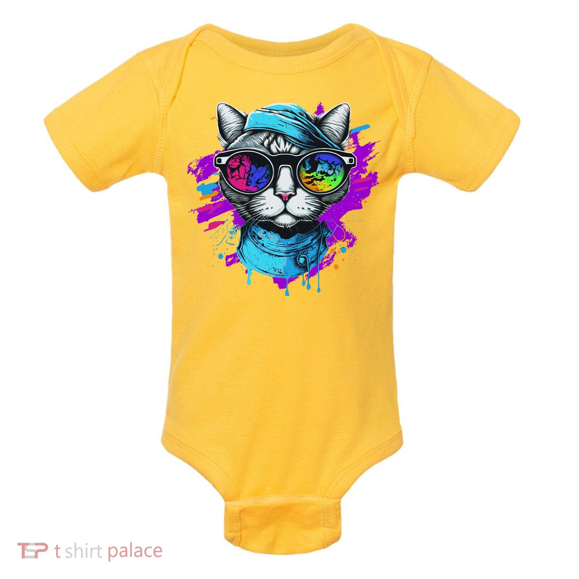 Cool Hipster Hip Cat With Shades Scarf And Hat Baby Bodysuit