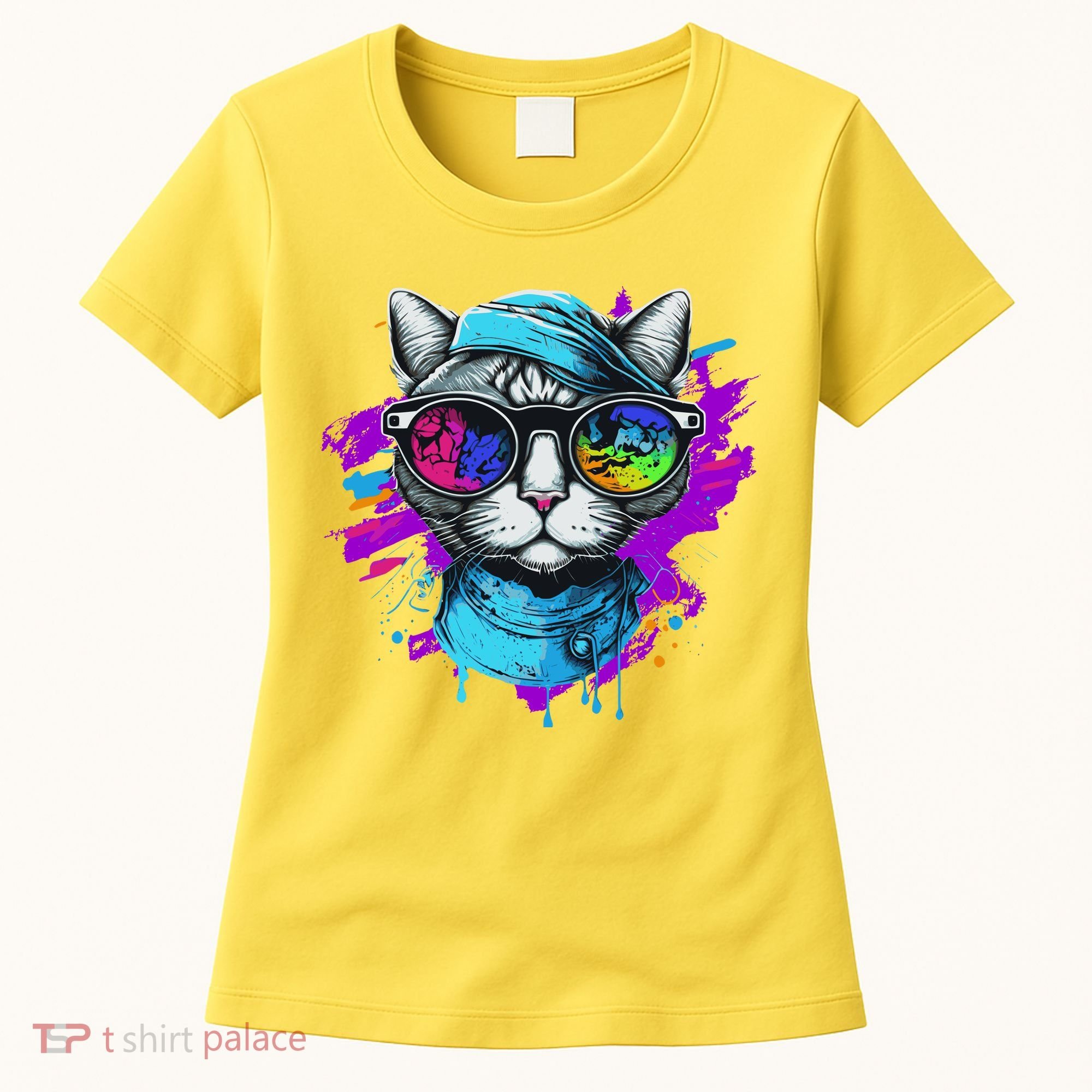 Cool Hipster Hip Cat With Shades Scarf And Hat Women's T-Shirt