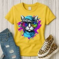 Cool Hipster Hip Cat With Shades Scarf And Hat Women's T-Shirt thumb 3
