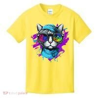 Cool Hipster Hip Cat With Shades Scarf And Hat Kids T-Shirt thumb 0
