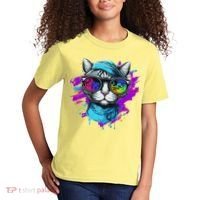 Cool Hipster Hip Cat With Shades Scarf And Hat Kids T-Shirt thumb 2