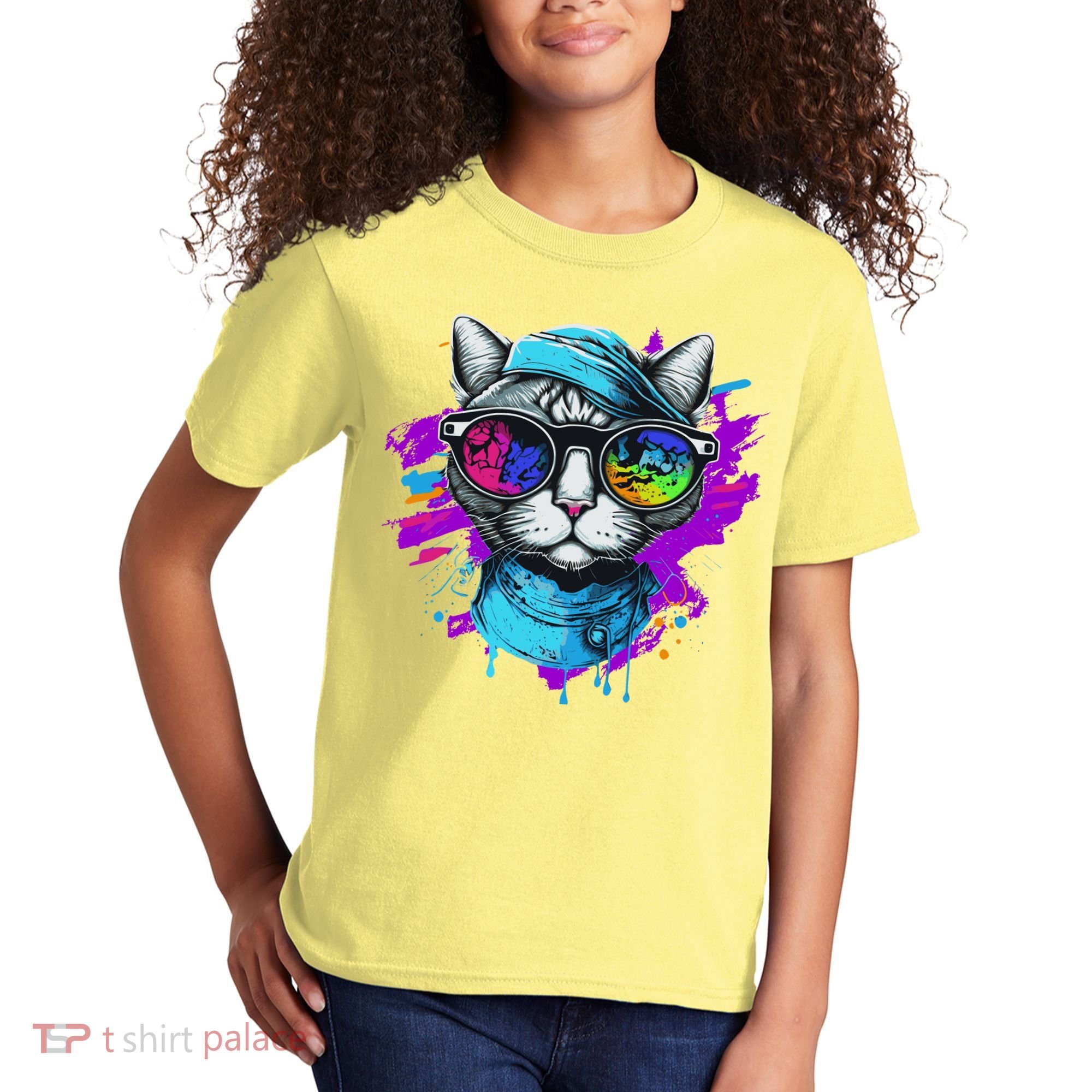 Cool Hipster Hip Cat With Shades Scarf And Hat Kids T-Shirt