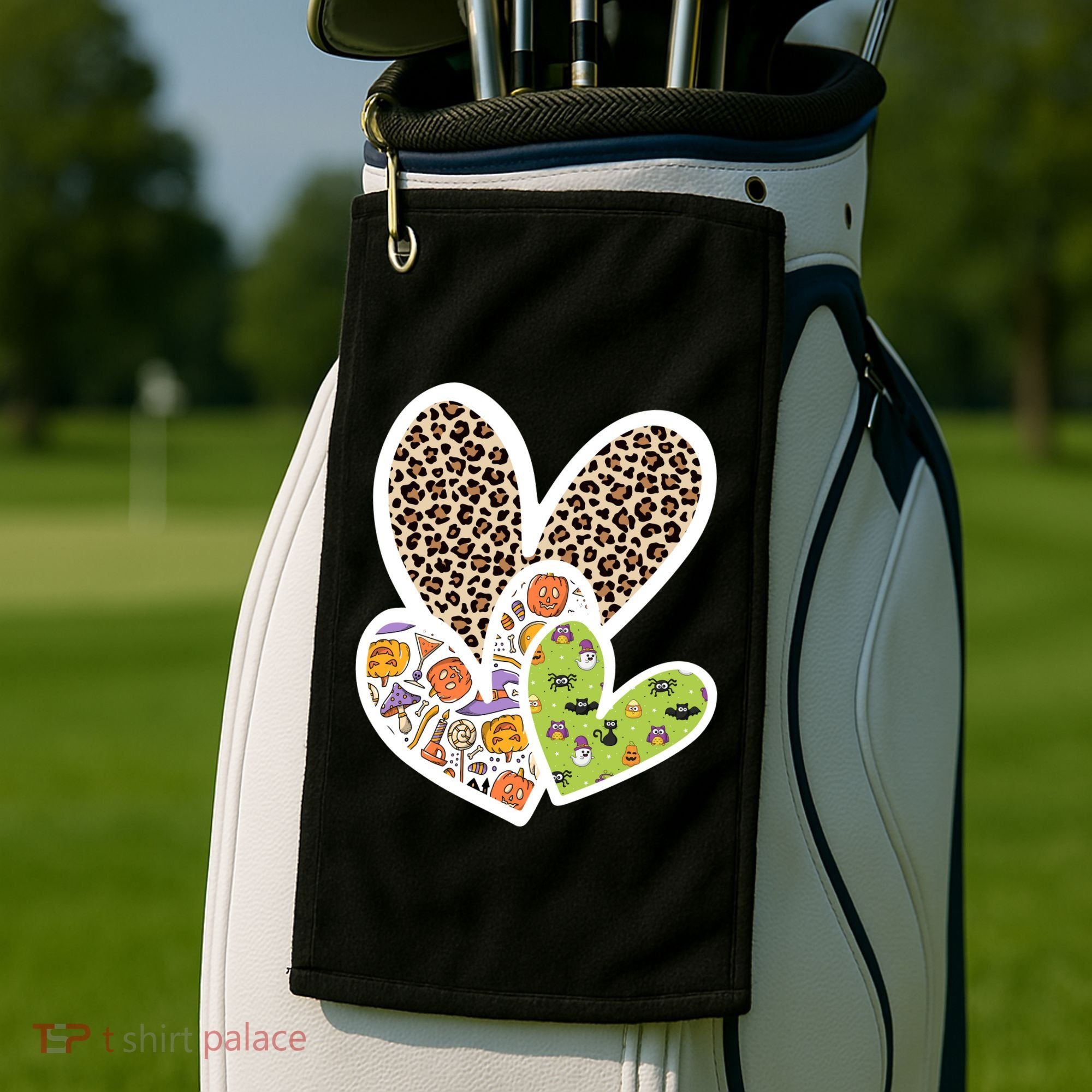 Cute Halloween Hearts Festive Golf Towel