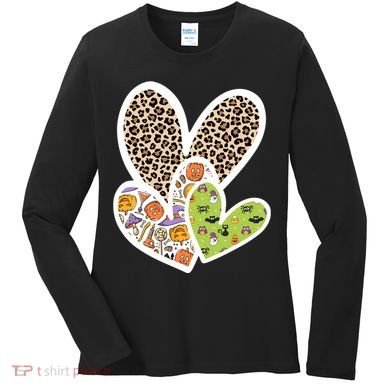 Cute Halloween Hearts Festive Women's Long Sleeve Shirt