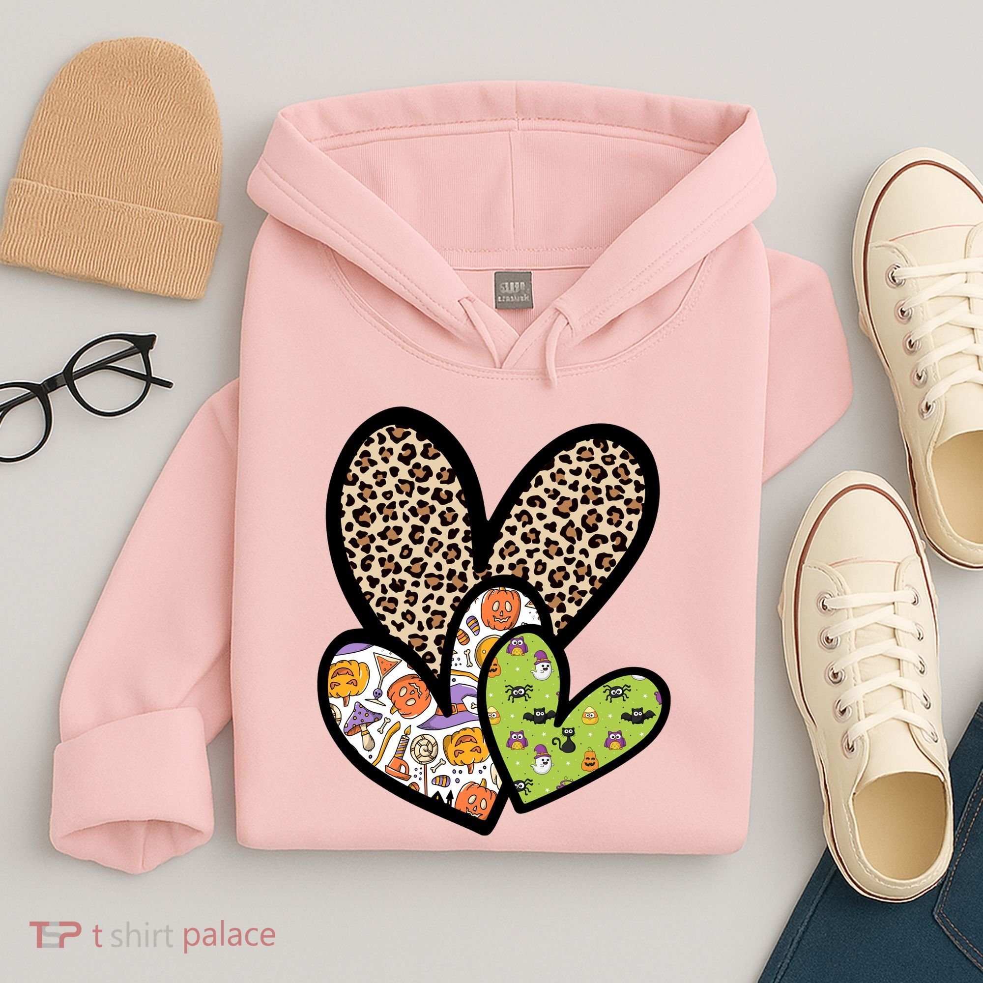 Cute Halloween Hearts Festive Hoodie