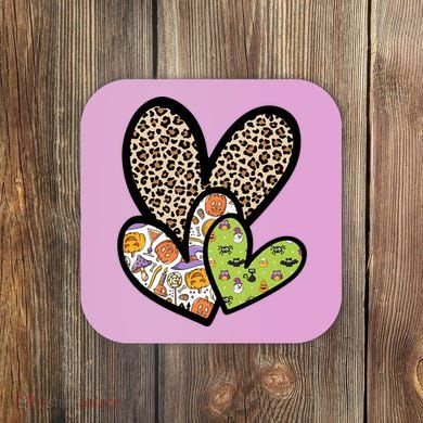 Cute Halloween Hearts Festive Coaster