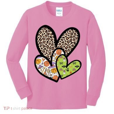 Cute Halloween Hearts Festive Kids Long Sleeve Shirt