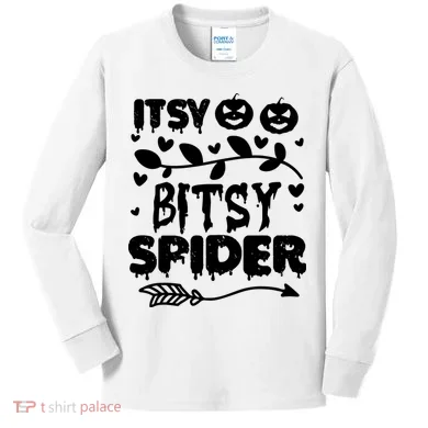 Cute Halloween Itsy Bitsy Spider Kids Long Sleeve Shirt