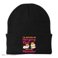 Cute Hamster I'd Rather Be Hanging Out With My Hamster Gift Beanie thumb 0